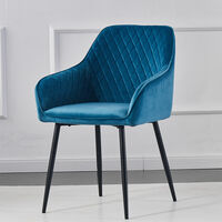 AINPECCA 1X Dining Chairs Teal Velvet Padded Seat Metal Leg Kitchen Chair Home Office Room