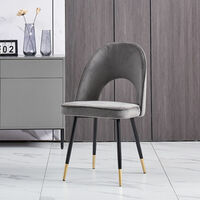 AINPECCA Set Of 1 Dining Chairs Grey Velvet Seat Metal Legs Kitchen Lounge Living Room Chair Home