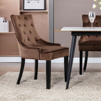 Velvet Chair | Tufted Velvet Chair | Door Knocker | Dining Chair | Accent Chair | Dresser Chair | SET OF 2 - Brown