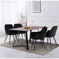 UK 150CM Retro industrial design dining table and 4 chairs set wood table top metal chair leg,black