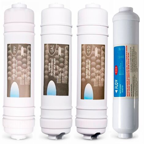 Komplettes Inline Universal RO Filter-Set  PP+GAC+CTO+Nachfilter  1/4" Schnellanschluss