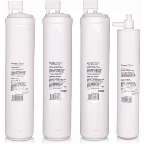 Set mit 4 Ersatzfiltern für Umkehrosmose, Marke Green Filter, Typ CS, mit CS-Nachfilter