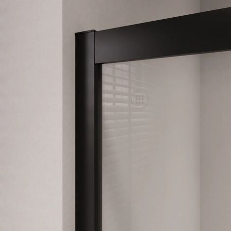 Box Doccia Scorrevole 70x90 cm Profili in Alluminio Nero Opaco Vetro 6mm Trasparente h190 - Reversibile Mod. Java