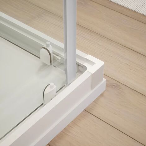 Box Doccia Scorrevole 70x90 cm Profili in Alluminio Bianco Vetro 4mm Trasparente h185 - Reversibile Mod. Grenada