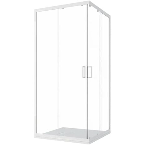 Box Doccia Scorrevole 70x90 cm Profili in Alluminio Bianchi Vetro 4mm Trasparente h185 Mod. Ibiza