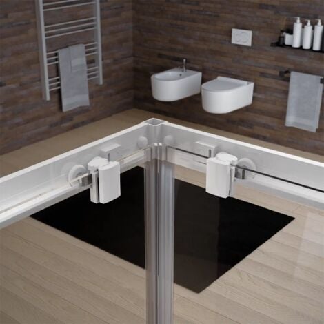Box Doccia Scorrevole 70x90 cm Profili in Alluminio Bianchi Vetro 4mm Trasparente h185 Mod. Ibiza