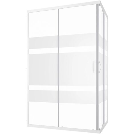 Box Doccia Scorrevole 80x120 cm Profili in Alluminio Bianco Vetro 4mm Serigrafato h185 - Reversibile Mod. Grenada