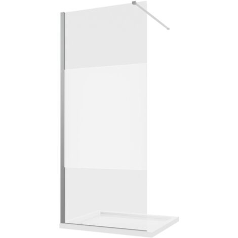 Parete Doccia Walk-in 90 cm Profili in Alluminio Cromato Vetro 8mm Opaco con Trattamento Anticalcare Regolabile 87-89cm h200 - Reversibile Mod. Lazaros