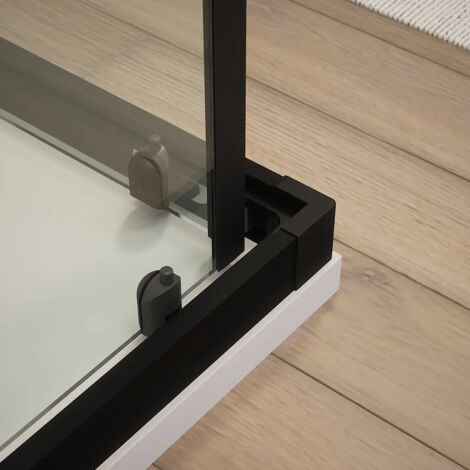 Box Doccia Scorrevole 70x90 cm Profili in Alluminio Nero Vetro 4 mm Trasparente h185 - Reversibile Mod. Willis