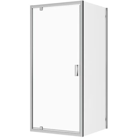 Box Doccia 70x75 cm Angolare Porta Battente e Parete Fissa Profili in Alluminio Cromati Vetro 6mm Trasparente h190 - Reversibile Mod. Apulia