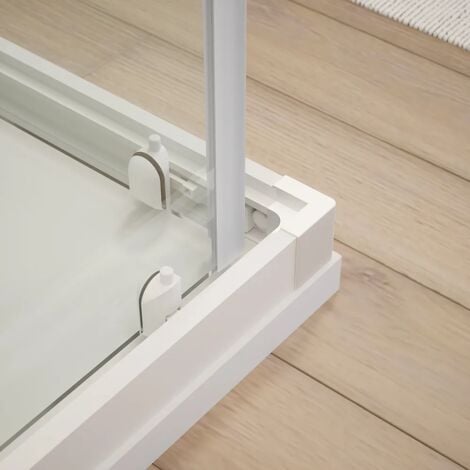 Box Doccia Scorrevole 70x90 cm Profili in Alluminio Bianco Vetro 4mm Serigrafato h185 - Reversibile Mod. Grenada