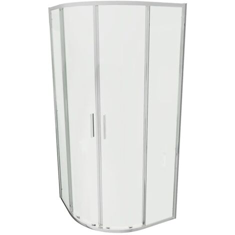 Box Doccia Semicircolare 80x80cm Profili Slim Cromati Vetro 6mm Trasparente h190 - Reversibile Mod. Portofino