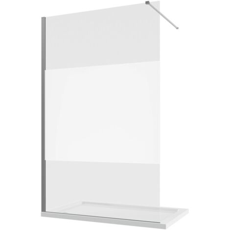 Parete Doccia Walk-in 130 cm Profili in Alluminio Cromato Vetro 8mm Opaco con Trattamento Anticalcare Regolabile 127-129cm h200 - Reversibile Mod. Lazaros