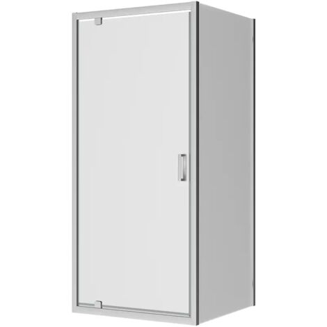 Box Doccia 80x90 cm Angolare Porta Battente e Parete Fissa Profili in Alluminio Cromati Vetro 6mm Opaco h190 - Reversibile Mod. Apulia