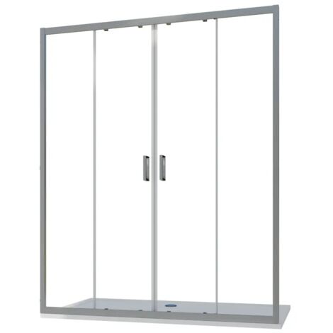 Porta Doccia per Nicchia 180 cm Due Ante Scorrevoli Profili in Alluminio Cromato Vetro 6mm Trasparente Regolabile 177-181cm h190 - Reversibile Mod. Sardinia