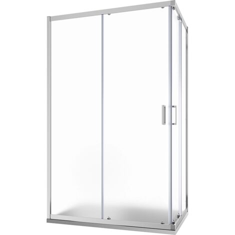 Box Doccia Scorrevole 80x100 cm Profili in Alluminio Cromato Vetro 6 mm Stampato h185 - Reversibile Mod. Tonga