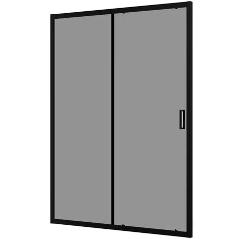 Porta Doccia per Nicchia Scorrevole 100 cm Profili in Alluminio Nero Opaco Vetro 6mm Fumè Regolabile 97-101cm h190 - Reversibile Mod. Sicily