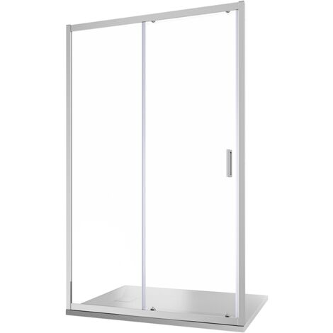 Porta Doccia Scorrevole per Nicchia 100cm Profili in Alluminio Cromato Vetro 6 mm Trasparente Regolabile 97-101cm h185 - Reversibile Mod. Tonga