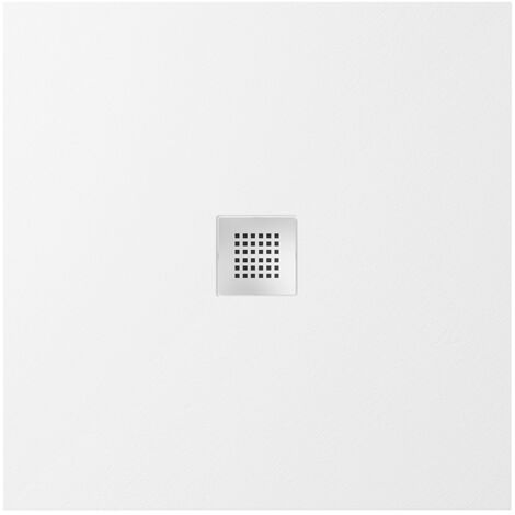 Piatto Doccia Quadrato 80x80cm in Marmoresina Bianco Effetto Pietra Altezza 2,4cm Mod. Kos (1/3)