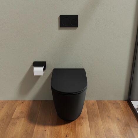 Vaso WC Filomuro Rimless in Ceramica Nero Opaco con Sedile Soft-close Mod. Europa