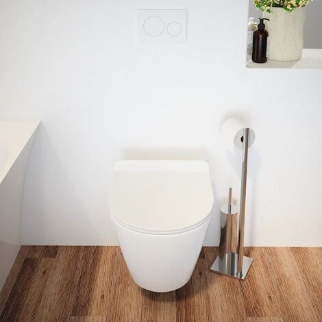 Vaso Sospeso Rimless in Ceramica Bianco Lucido con Copri-wc Soft-close Mod. Sydney