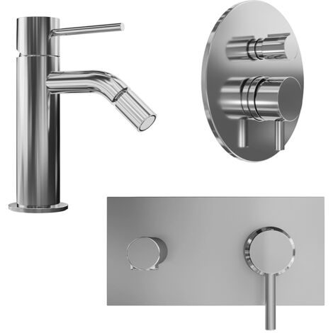 Rubinetto Miscelatore Per Bidet Cromato - Testa Mobile Universale - Finitura Grigio Silver