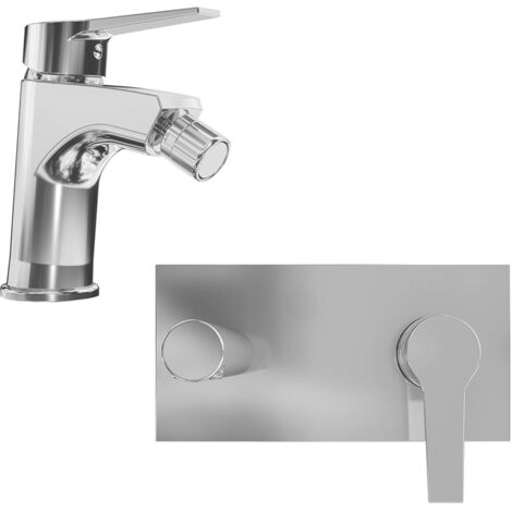 Set Miscelatori con Lavabo ad Incasso e Bidet senza Scarico in Ottone Cromato Mod. Sophia (1/3)
