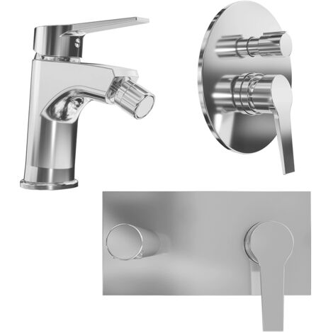 Set Miscelatori con Lavabo ad Incasso e Bidet ed Incasso Doccia con Deviatore in Ottone Cromato Mod. Sophia (1/4)