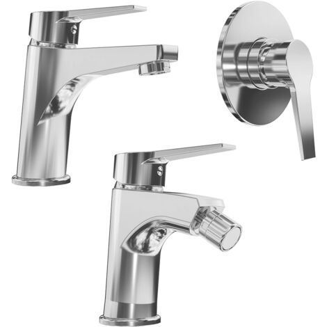 Set Miscelatori con Lavabo, Bidet ed Incasso Doccia monocomando in Ottone Cromato Mod. Sophia (1/4)
