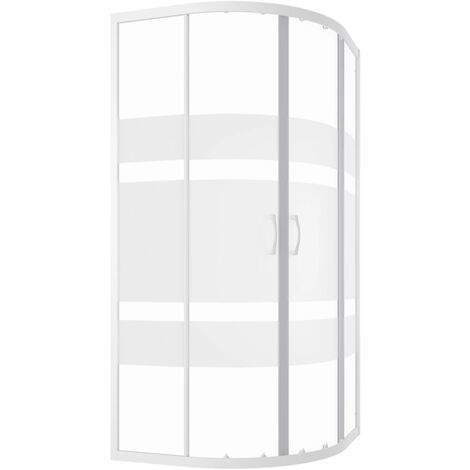 Box Doccia Semicircolare 80x80 cm Profili in Alluminio Bianco Vetro 4mm Serigrafato h185 Mod. Grenada