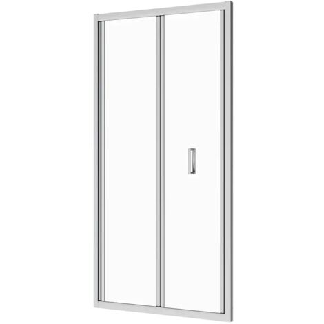Porta Doccia per Nicchia 80 cm Apertura a Libro Profili in Alluminio Cromato Vetro 6mm Trasparente Regolabile 79-81cm h190 Mod. Capri (1/5)