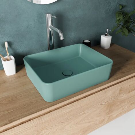 Lavabo da Appoggio Rettangolare 48x37x13,5 cm Carta da Zucchero Opaco Mod. Caspio