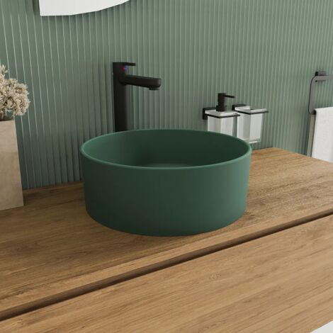 Lavabo da Appoggio Tondo 37,5x37,5x13,5 Verde Opaco Mod. Tirreno