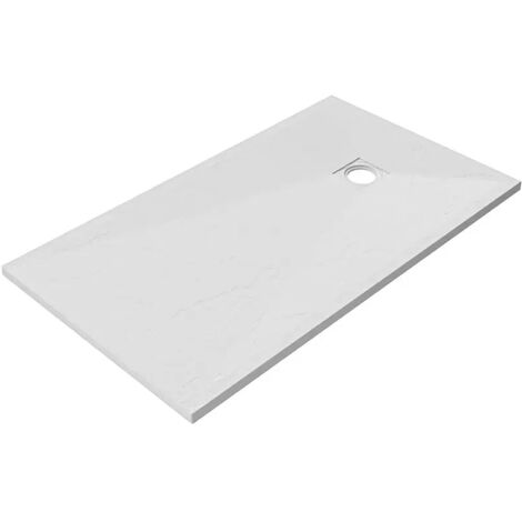 Piatto Doccia Rettangolare 90x180 cm in Marmoresina Bianco Effetto Pietra Antiscivolo h3 cm Griglia Copripiletta Inclusa Mod. Milos