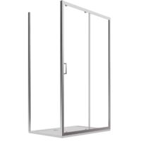 Box Doccia 90x130 cm Porta Scorrevole e Parete Fissa Profili in Alluminio Cromato Vetro 6mm Trasparente h190 - Reversibile Mod. Lipari