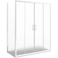 Box Doccia Angolare 70x170 cm Doppia Anta Scorrevole Frontale e Parete Fissa Profili in Alluminio Cromati Vetro 6mm Opaco h190 - Reversibile Mod. Favignana