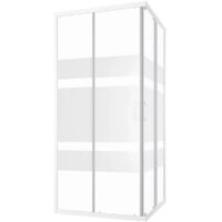 Box Doccia Scorrevole 80x80 cm Profili in Alluminio Bianco Vetro 4mm Serigrafato h185 - Reversibile Mod. Grenada