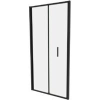 Porta Doccia 70cm con Apertura a Libro Profili Slim in Alluminio Nero Opaco Vetro 6mm Trasparente h190 Mod. Portofino