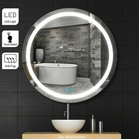 Led Illuminated Bathroom Mirror Large Light up Wall Mirror w/Demister Pad Heated