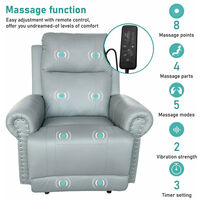 Leather 8 Point Massage Recliner Sofa Arm Chair Electric Grey