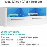 Modern TV Unit Cabinet TV Stand High Gloss Doors & Matt Body With Led Lights