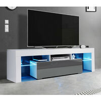 Modern TV Unit Cabinet TV Stand Sideboards High Gloss Doors With LED Light 130cm