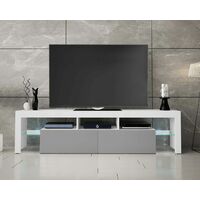 160cm TV Stand TV Unit Cabinet Sideboard with LED Lights & High Gloss Doors