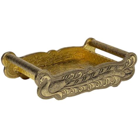 Bandeja de metal repujado dorada 25x13x6 (1/5)