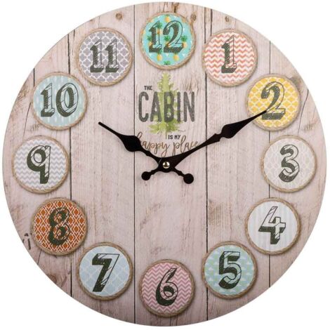 Reloj de pared de madera marrón d34x2 (1/3)