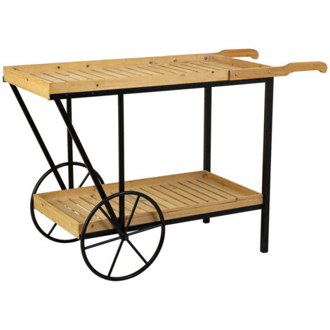 Carro expositor de metal y madera marrón 125x50x80 (1/5)