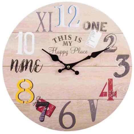 Reloj de pared de madera marrón d34x2 (1/3)