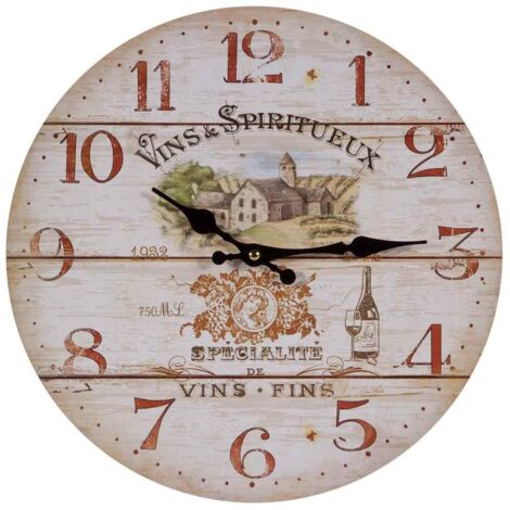 Reloj de pared de madera marrón d34x2 (1/4)