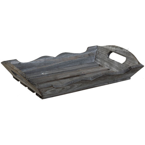 Bandeja de madera gris 32x20x4/6,5