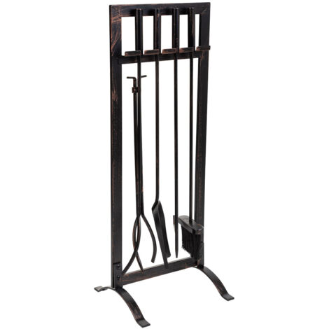 Herramientas para la chimenea de metal negro set 5 30.5x27x79.5h cm (1/5)